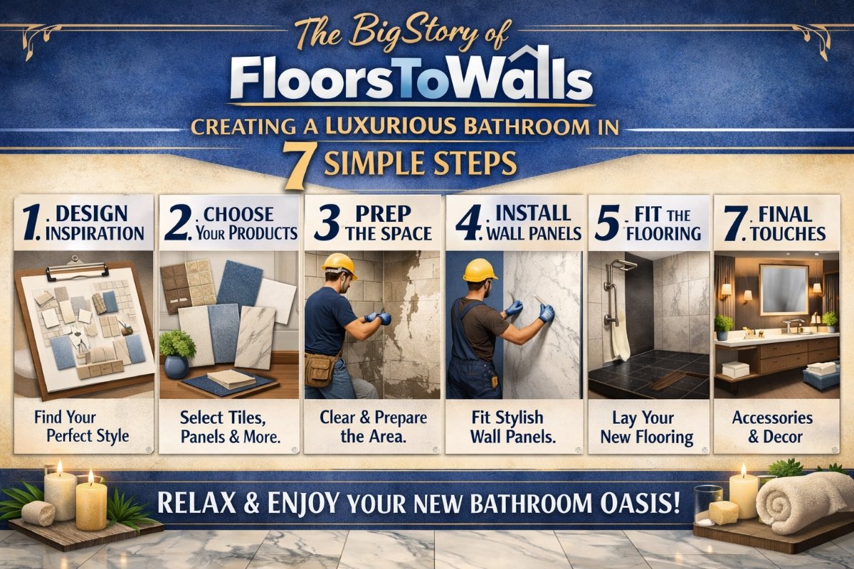 Step by step luxurious bathroom upgrade process with modern interior elements