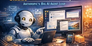 Claude AI agent using a computer to automate tasks with Anthropic technology
