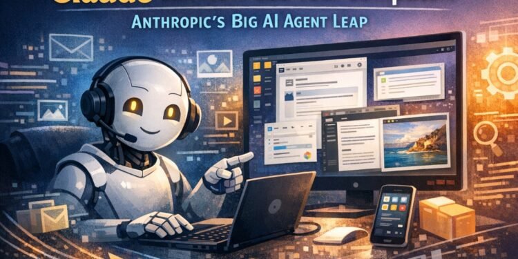 Claude AI agent using a computer to automate tasks with Anthropic technology