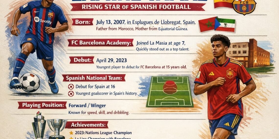 Lamine Yamal young Barcelona footballer and Spain national team winger