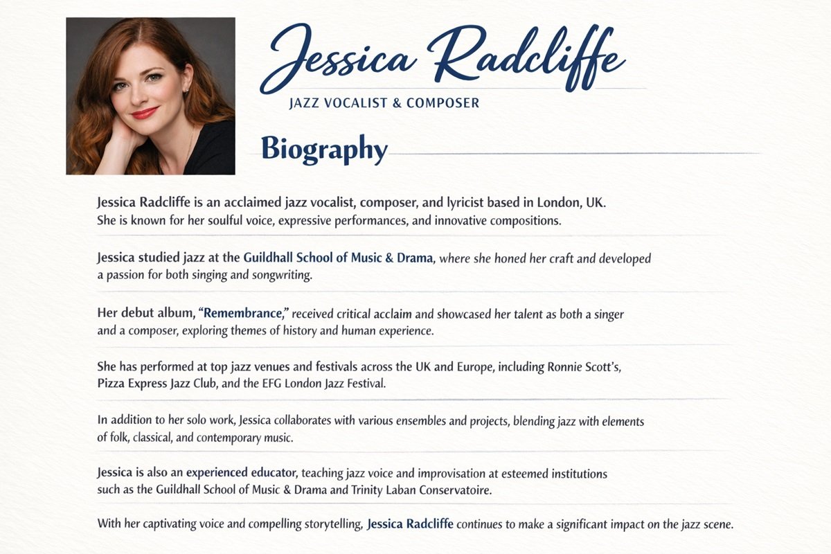 Jessica Radcliffe portrait biography image